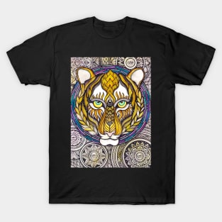 Cosmic Tiger in Mandala Inspired Artwork T-Shirt